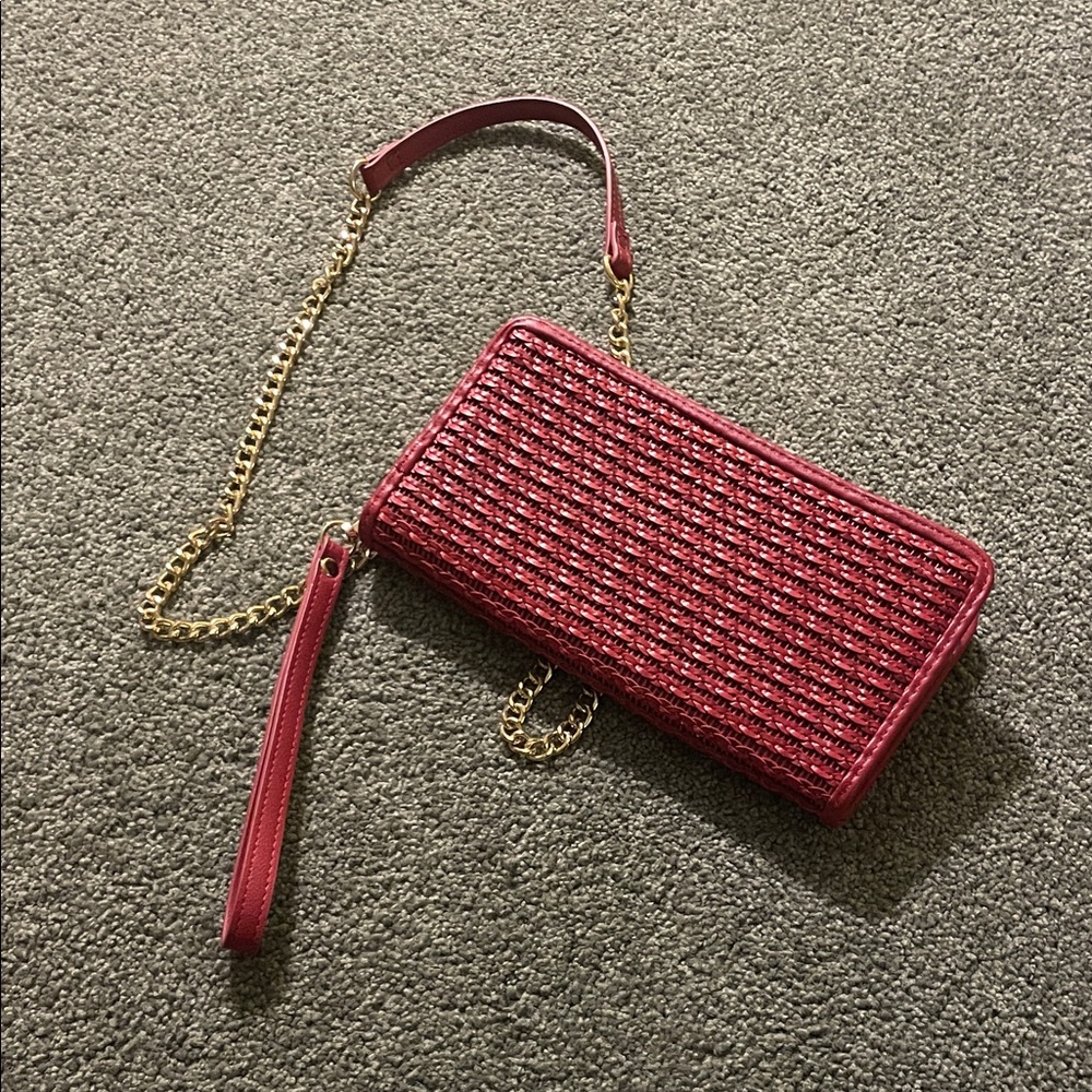 Mali & Lili red leather clutch crossbody bag purse